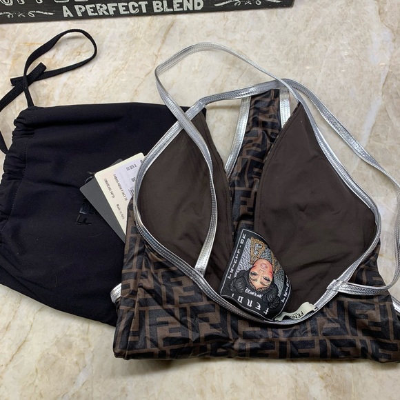 SOLD Fendi Allover Logo V-Neck One-Piece Swimsuit - Picture 12 of 12